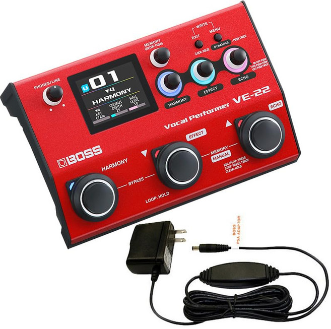 BOSS 보컬 이펙터 VE-22 Vocal Performer + 순정 어댑터 PSA-100S2 세트
