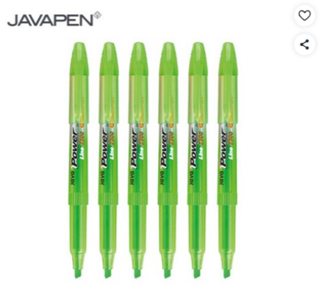 자바펜 파워라인 형광펜 오리지널, 연두, 6개