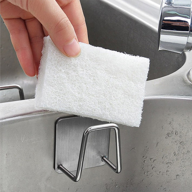 구띵 스테인레스 접착식 다용도 수세미 거치대, 실버, 10개