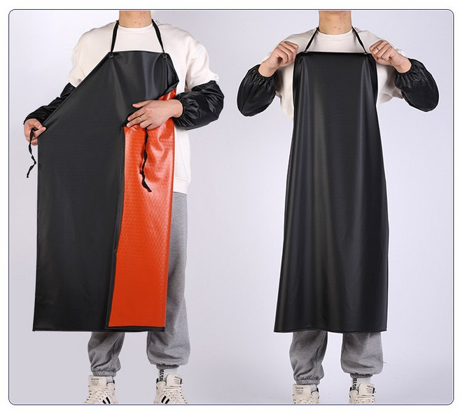리쏘몰 롱기장 완벽 방수 앞치마, 1개, 검정&주황 복합