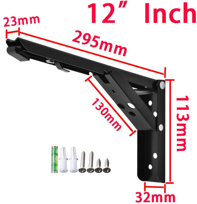 테이블 작업용 접이식 선반 브래킷 공간 절약형 하드웨어 블랙 8 인치-14 인치 화이트 2, 12 Inch Black, China Mainland, 8인치