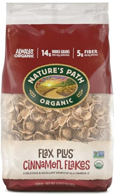 네이처스 패스 유기농 시리얼 아마씨 플러스 건포도 브랜 396.9g 박스 (12개 팩) 네이처스 패스 유기농 시리얼 아마씨 플러스 건포도 브랜 396.9g 박스 (12개 팩, 907g, 1개, 계피, 32 Ounce (Pack of 6)