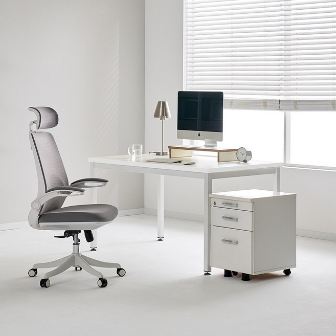 TS-04 LPM 25T 올화이트 철제 심플데스크 컴퓨터 책상, 블랙프레임/올화이트, 블랙프레임/올화이트+이동서랍