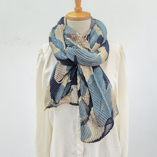 큐티케이 내추럴 주름 스카프 플리츠 여성 목 부드러운 머플러