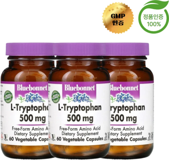 블루본넷뉴트리션 L-트립토판 500mg 베지캡슐 60정, 3개 - 쿠팡
