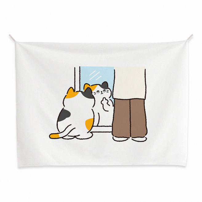 감개무냥 다 보인다 고양이 패브릭포스터 가리개천 가림막천