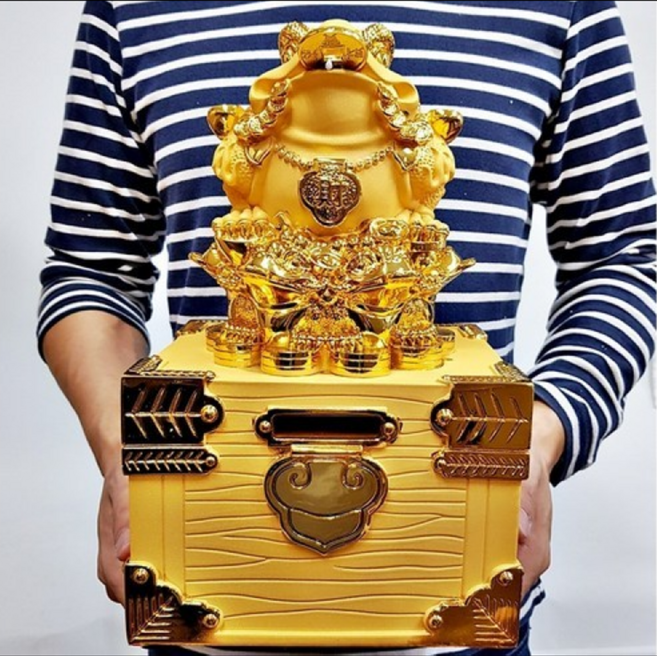 황금 삼족두꺼비 상자 저금통 대형 특대형, 대