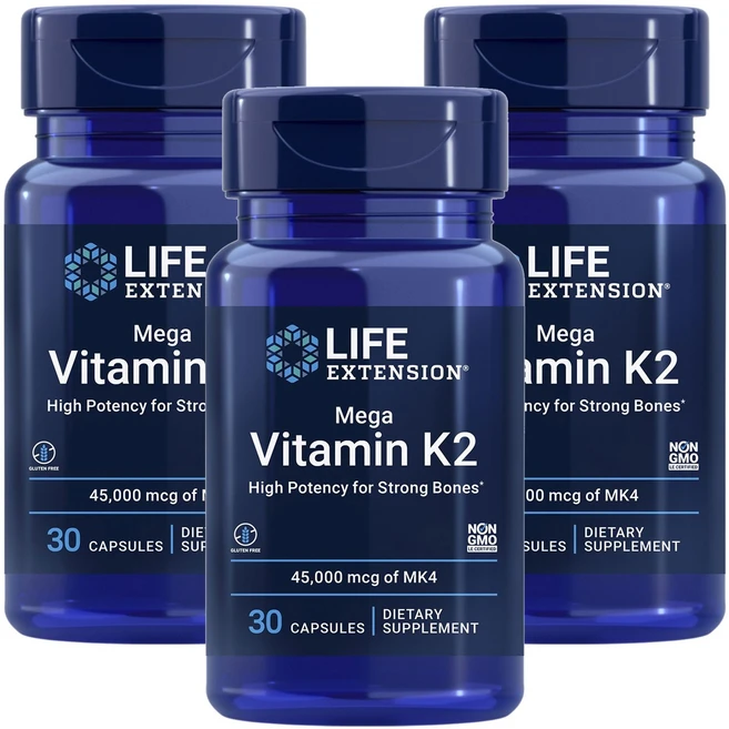 라이프익스텐션 메가 비타민 K2 MK4 45000mcg 캡슐, 3개, 30정 - 쿠팡