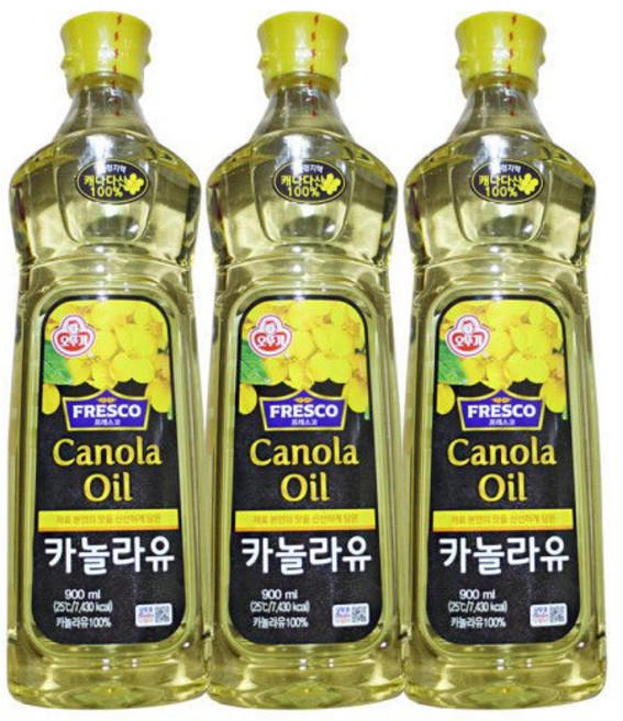 오뚜기 프레스코 카놀라유 900ml 3개 튀김 부침 볶음 샐러드, 오뚜기 프레스코 카놀라유 900ml 3개 튀김 부침 볶