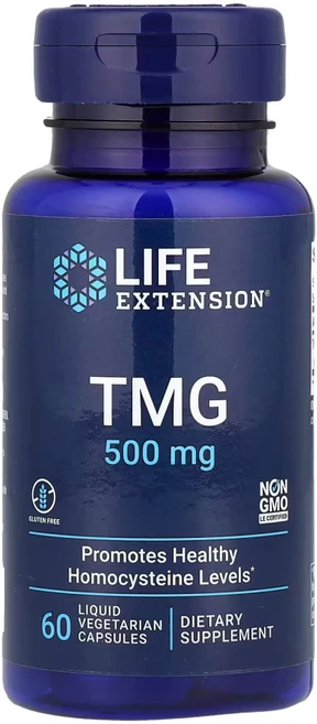 라이프익스텐션 TMG 1000mg 트리메틸글리신 액상 60캡슐 (캡슐당 500mg) 한달분, 1개, 60정 - 쿠팡