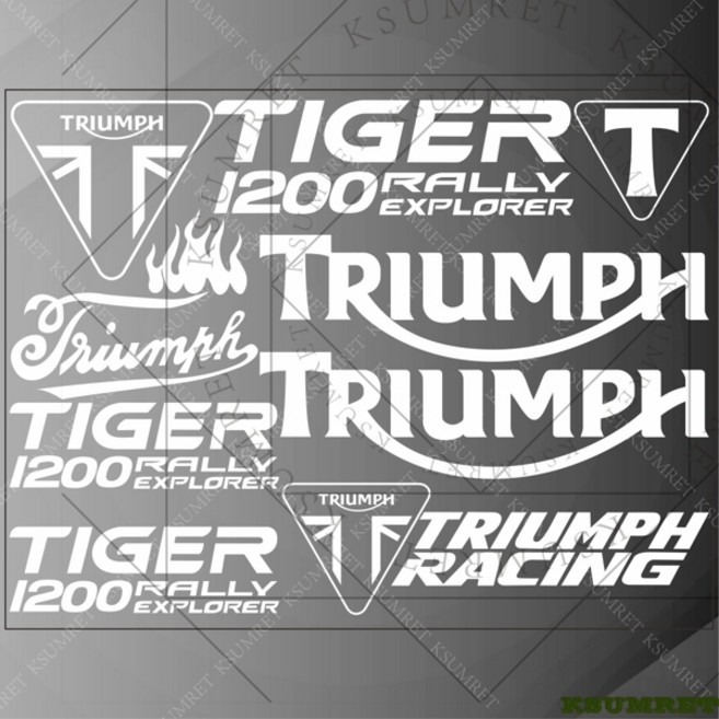 호환 Triumph TIGER 1200 RALLY EXPLORER 스티커 로고 데칼 탱크 레이싱 스티커 엠블럼 방수, [06] White