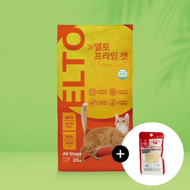 엘토 프라임캣 20kg 고양이사료 대용량 길냥이밥 길고양이 사료+닭가슴살 1P, 1개, 닭