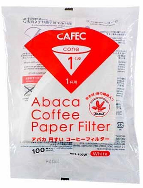 CAFEC 麻纖維ABACA 錐形咖啡濾紙, 1個, 100個裝, 白色 1-2人
