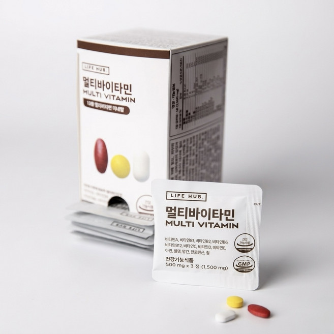 라이프허브 올인원 멀티바이타민 13종 미네랄 30포 (30일분), 1박스, 30정