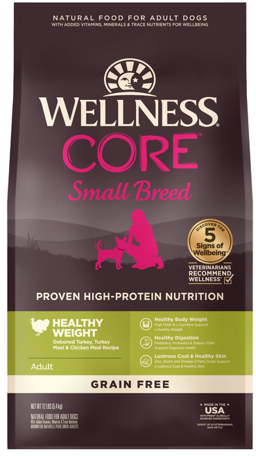 WELLNESS CORE 小型成犬無穀火雞肉乾糧, 1.81kg, 1個, 火雞