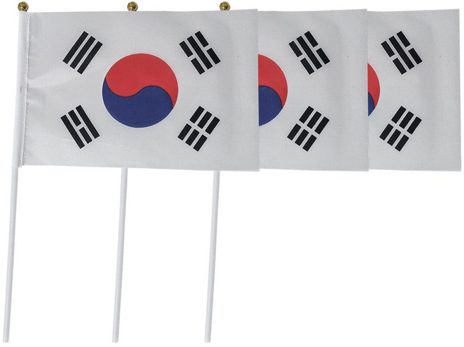 쇼핑팩토리 미니 천 수기 태극기, 3개, 소형 조립O