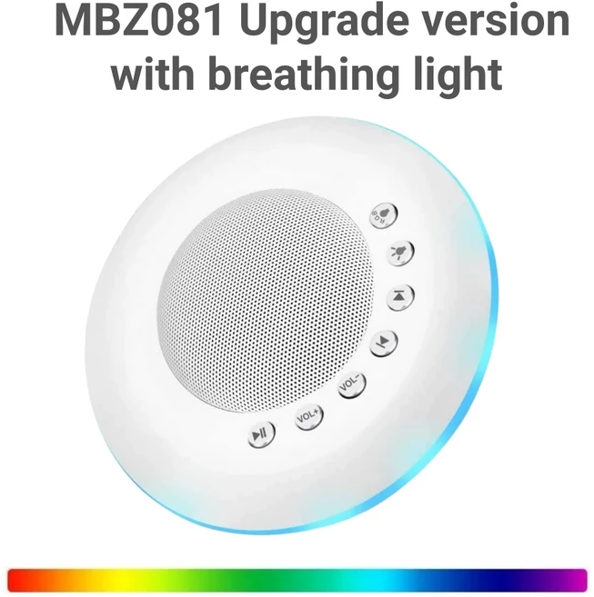 백색소음기 휴대용백색소음기 수면용백색소음기 백색 소음 사운드 머신 내장 28 진정 소리 4 타이머 및 메모리 기능 USB 충전식 휴대용 수면 보조 장치, 2)MBZ081 With Light, 1개