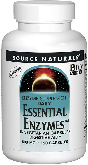 소스내츄럴스 데일리 에센셜 엔자임 500mg 베지테리안 캡슐, 120정, 1개