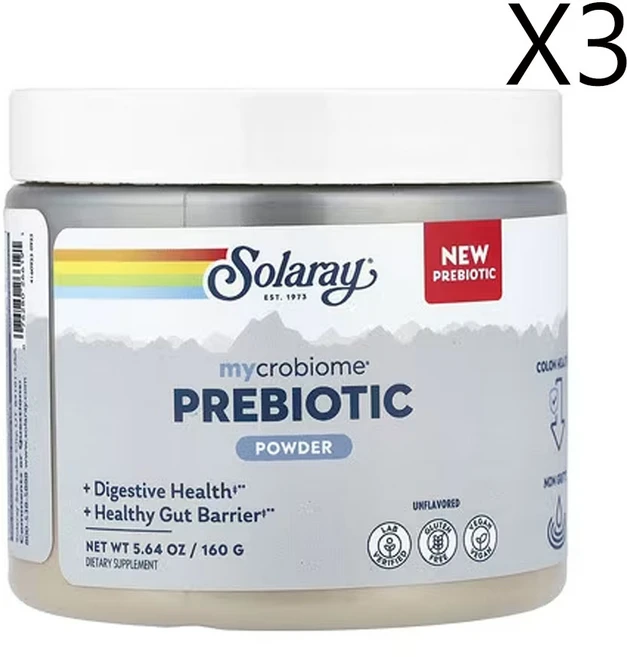 솔라레이 Mycrobiome 프리바이오틱 분말 무맛 (5.64oz), 3개, 160g - 쿠팡
