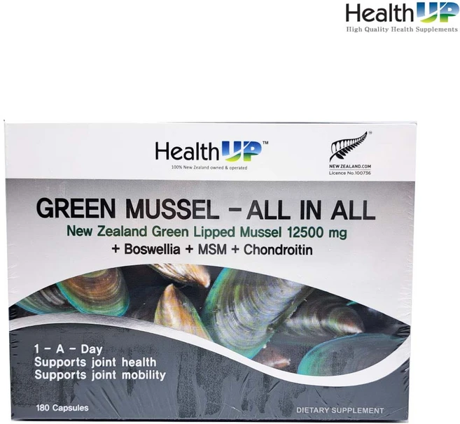 헬스업 뉴질랜드 초록입 홍합 12500mg 180캡슐 리프리놀 올인원 초록잎 푸른 녹색 초록 그린 머슬 관절, 단품, 1, 180정 - 쿠팡