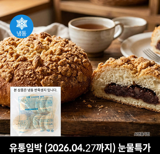 청아 냉동생지 단팥 소보로빵, 1개, 1.2kg