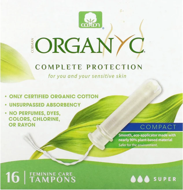 Organyc 유기농 탐폰 콤팩트 슈퍼 탐폰 16개입, 1개 - 쿠팡