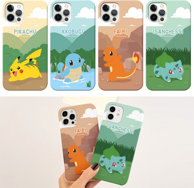 포켓몬 숲속 슬림하드 케이스 갤럭시A20 A30 와이드4 A5 A6플러스 A퀀텀 우체국 피카츄 파이리 꼬부기 이상해씨 잠만보