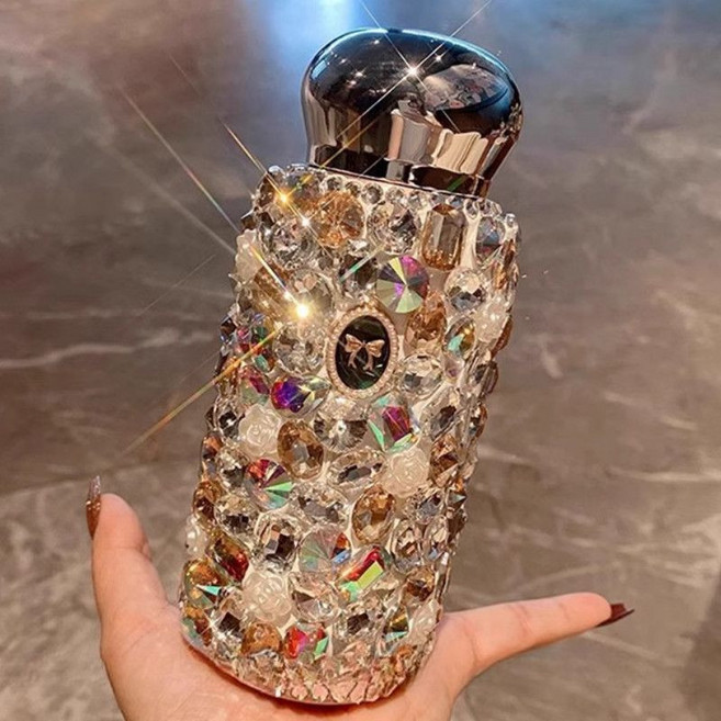 스테인리스 304 미니 텀블러 보온 물병 블링블링 트렌디 고급 220ml 큐빅장식, 1개, 샴페인 색상 220ml