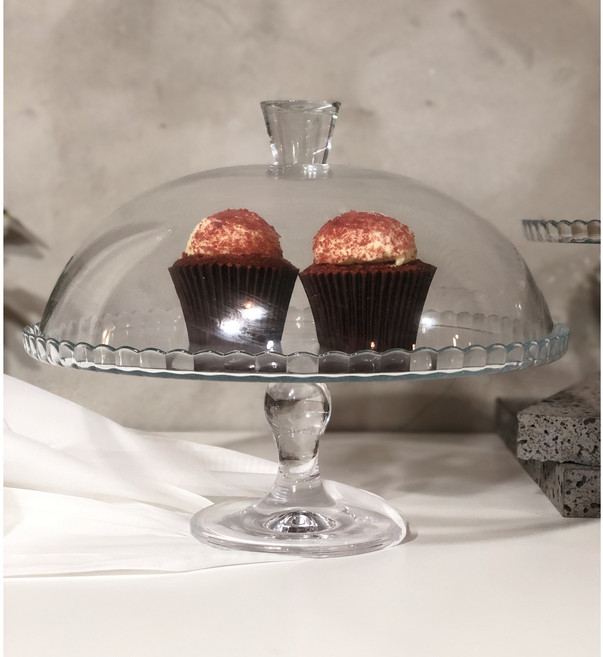 홈파티 유리 케익돔뚜껑&케이크스탠드 빵보관케이스, 1개