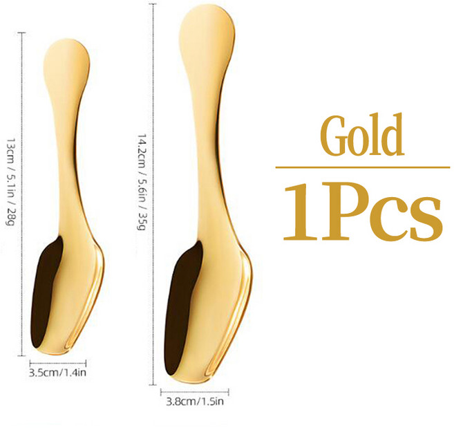 304 스테인리스 스틸 사각 티스푼 선물 두꺼운 짧은 손잡이 미니 아이스크림 커피 디저트, 한개옵션2, 02 S, 05 gold