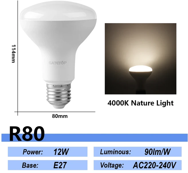 1-20Pcs LED 목욕 전구 램프 E27 E14 버섯 R50 R63 R80 220V 6W 10W 12W 비 스트로브 따뜻한 차가운 빛 ERP, 07 R80 4000K, 03 10 pcs, 01 AC220V-240V