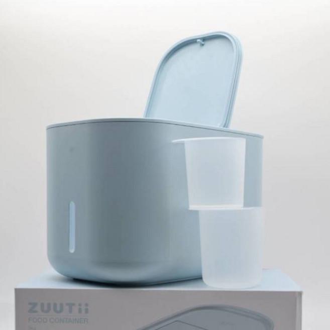 Zuutii米箱 儲米桶 加大密封防潮 附量杯, 冰川藍 送乾燥劑, 1個