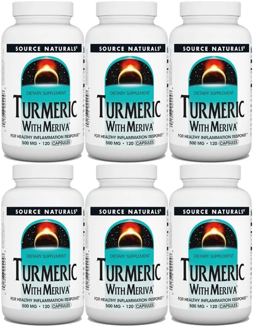 Source Naturals 소스내추럴스 터메릭 심황 강황 플러스 메리바 500mg 캡슐, 120정, 6개 - 쿠팡