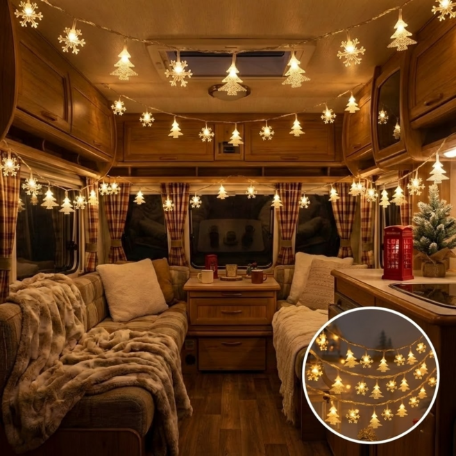 엑지 방수 LED 스트링 조명 크리스마스 눈꽃 트리 캠핑 야외 장식등, 크리스마스트리+눈꽃, 1개