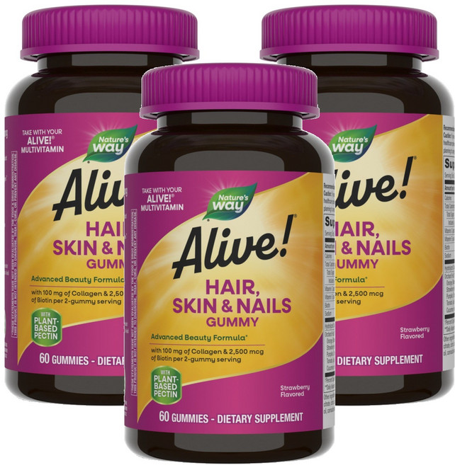 네이쳐스웨이 얼라이브! 헤어 스킨 & 네일 구미, 60정, 3개