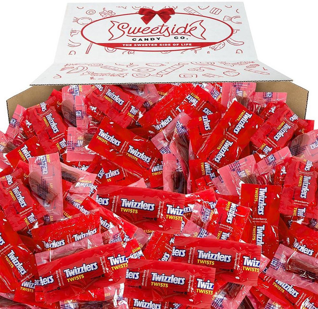 Twizzlers Twists 딸기 맛 개별 포장 벌크 캔디 팩 파티 경품 생일 및 경품 행사 - 맛있는 레드 소형 감초 캔디 간식은 달콤한 이빨에 대한 갈망을 충족시킵니다, 1개