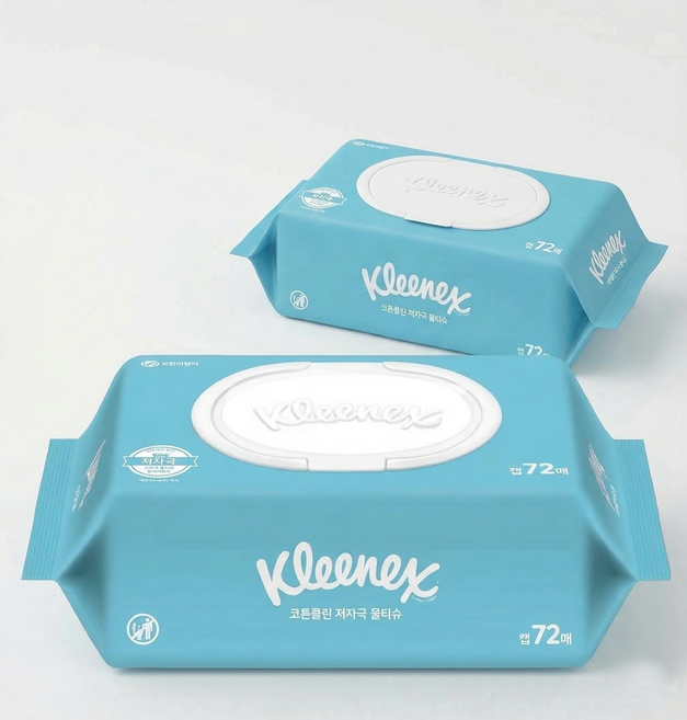 크리넥스 코튼클린 저자극 물티슈 캡형, 40g, 72매, 2개