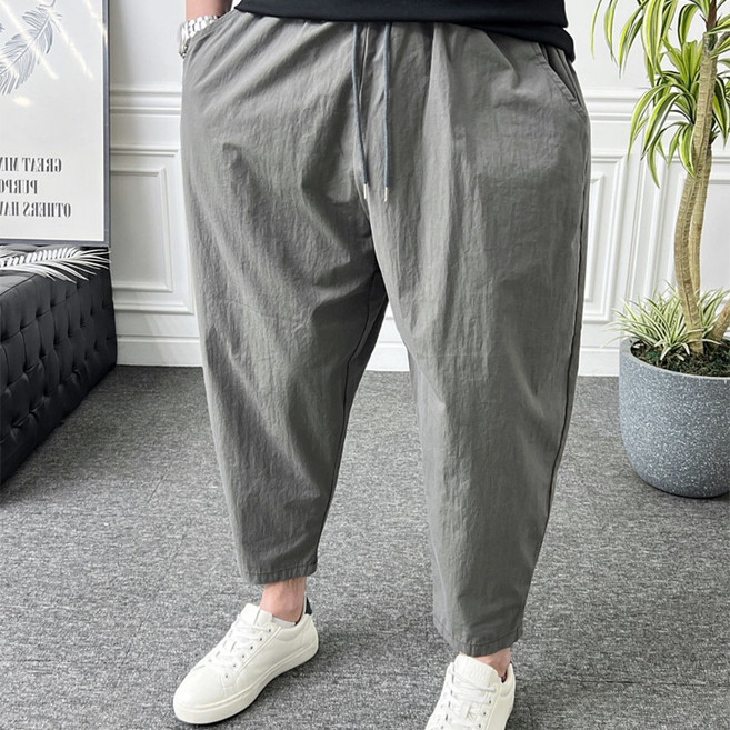 남자 배기바지 바스락 나일론 와이드 밴딩 벌룬팬츠
