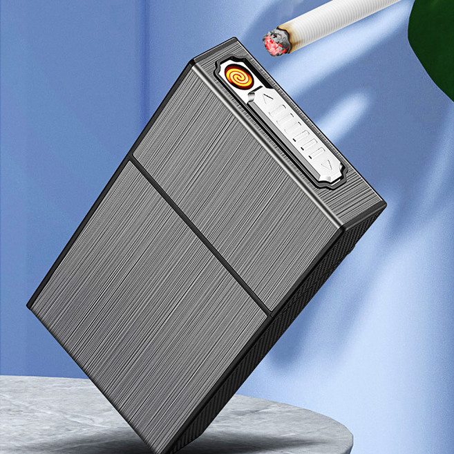 특이한 고급 usb 라이터 겸용 에쎄 얇은 담배 20개피 슬림 방수 담배 케이스 파우치, wc626골드, 1개