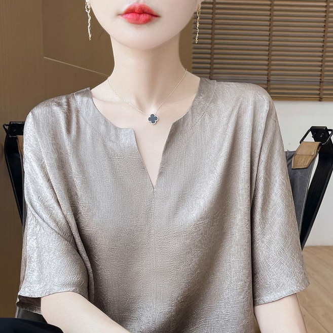 雅韻服飾 真絲短袖襯衫 寬鬆版型 免燙 防污 夏季新款