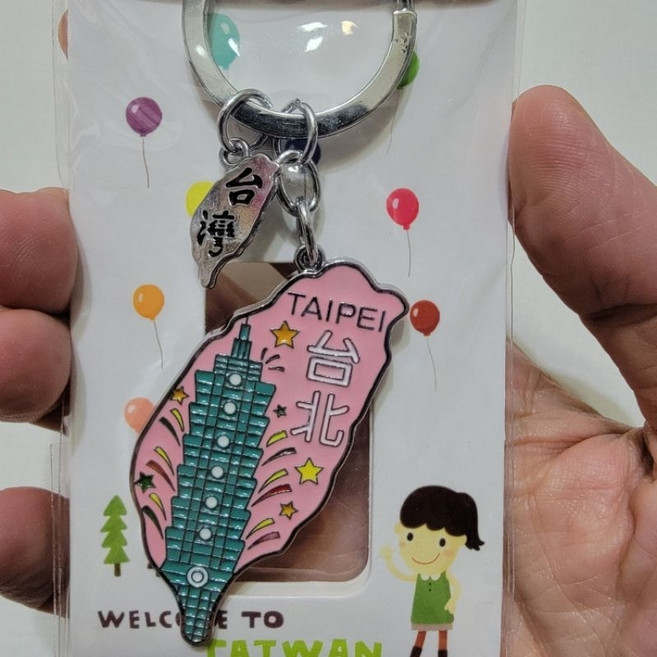 佳樺 台灣島型鑰匙圈, 1個, 台北城市101(粉色)遇缺色直接他色替代, 粉色