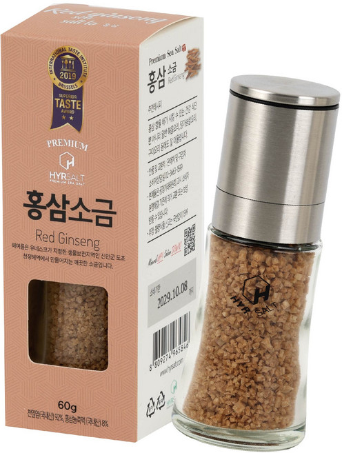 [그라인더] 해여름 프리미엄 소금 플레이버 천일염 '로' 홍삼 그라인더, 1개, 60g