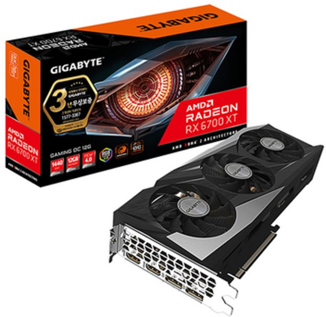 기가바이트 라데온 RX 6700 XT Gaming OC D6 12GB 그래픽카드 (제이씨현)