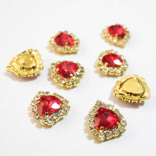 잇템샵 네일파츠 브로치 네일재료 하트 레드 1개입, 하트레드12mm x 13mm, 1개