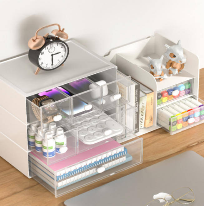 오디너리스탠다드 데스크테리어 데스크 오거나이저 책상 정리함 3단 서랍, 1개, 모던화이트 서랍 스탠드 혼합형