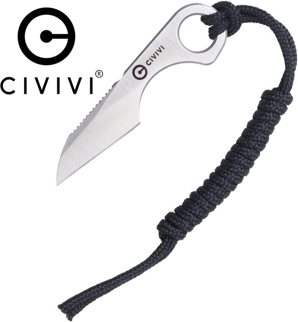 CIVIVI 시비비 그래미스 사틴 넥나이프 키체인 컴팩트 픽스드 캠핑 EDC, 1개, 실버