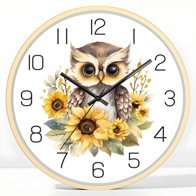 메르헨몬드 국산 무소음 벽시계 30.5cm, 부엉이 해바라기