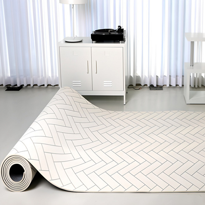 맘앤마음 논슬립 셀프시공 유아 롤매트, 헤링본화이트