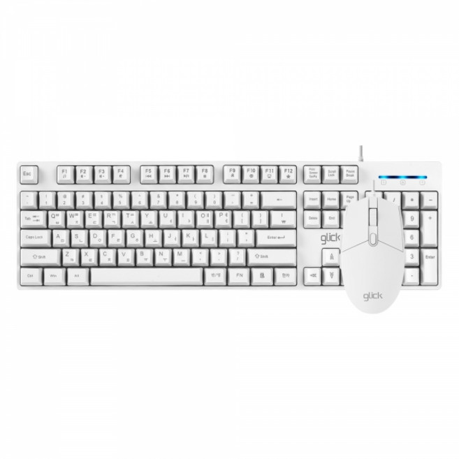 지클릭커 오피스프로 GMK-500 스탠다드 M 키보드 무소음 마우스 세트, 화이트, 일반형