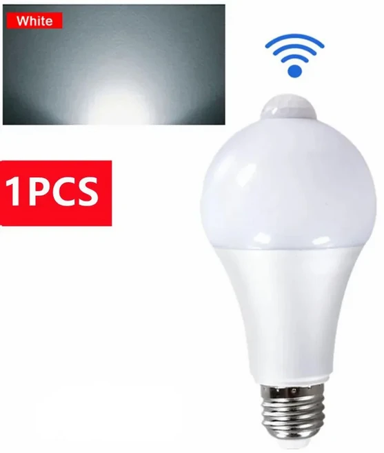 LED PIR 모션 센서 전구 야외 조명 인간 유도 램프 거실 차고 E27 15W, 02 Cold White, 01 AC189-265V(220V), 06 6W, 1개